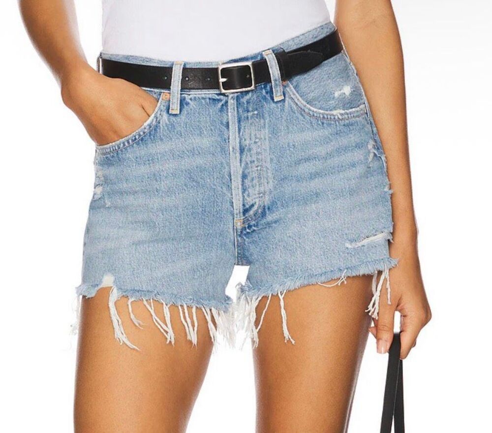 Agolde Parker Cutoff Shorts Womens 27 Jean Swapmeet Button Fly Distressed Denim
